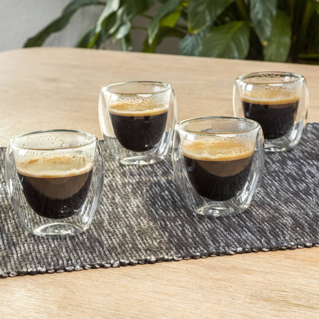 HI dobbeltvæggede espressokopper 4 stk. 80 ml transparent