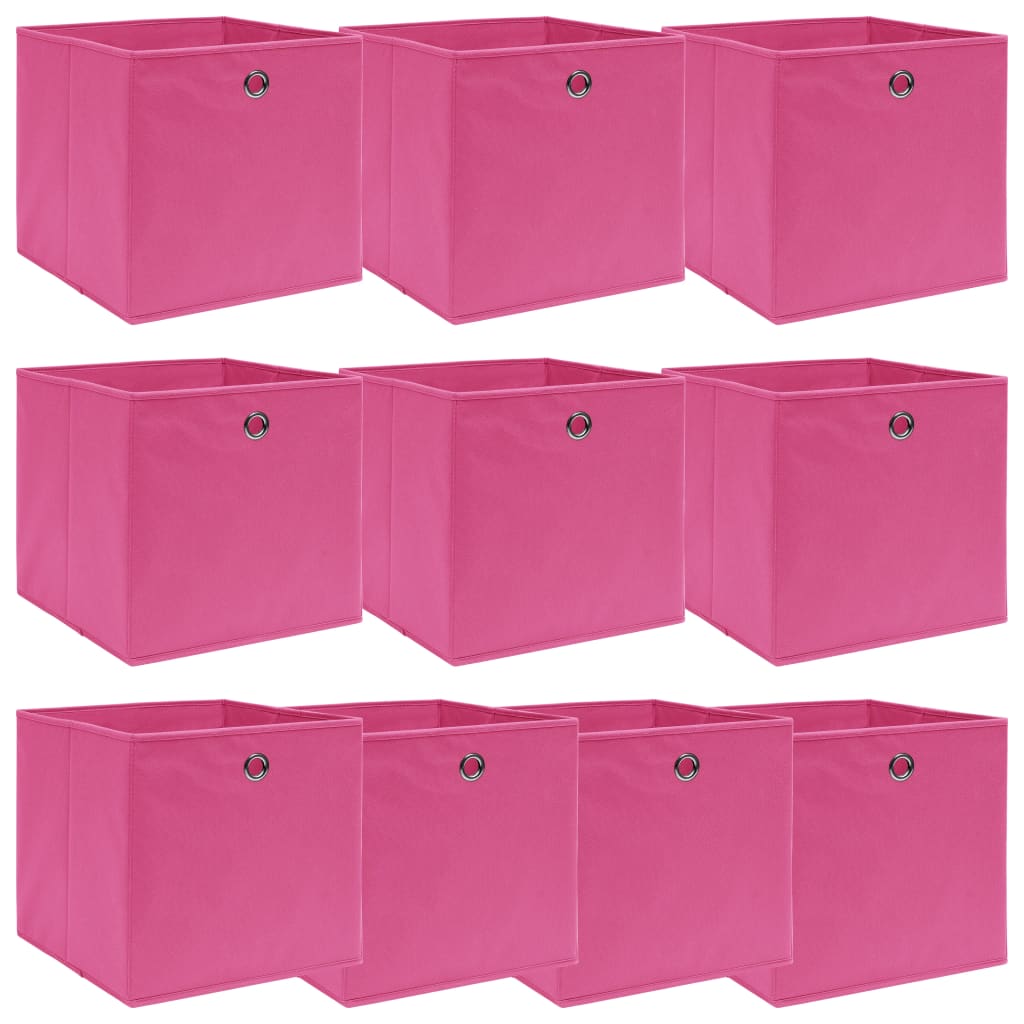 Opbevaringskasser 10 stk. 32x32x32 stof pink